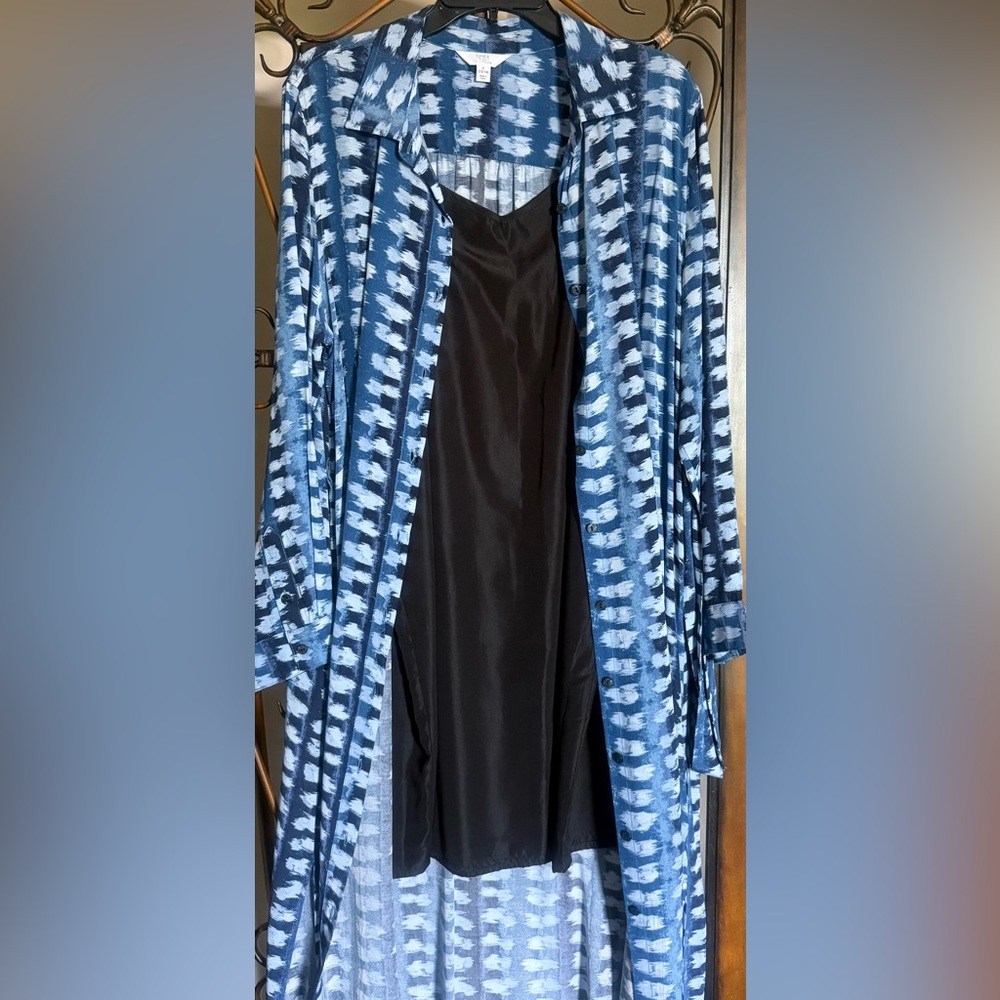 New Blue Patterned Women's Jacket Dress